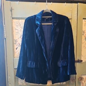 LUCY PARIS Elegant Blue Velvet Women's Jacket SO SOFT AND SILKY  WOMENS MED